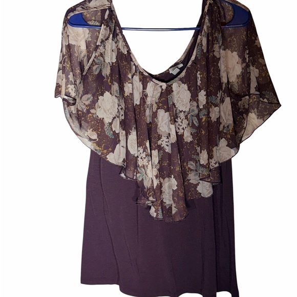 Vanity Purple Floral Overlay Shirt XL - Picture 1 of 3
